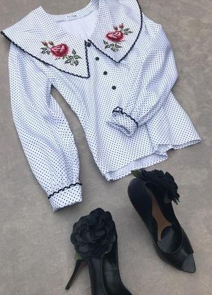Блуза с вышивкой, вышиванка "античная роза" вышитая блузка, нарядная блуза4 фото