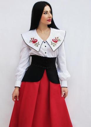 Блуза с вышивкой, вышиванка "античная роза" вышитая блузка, нарядная блуза1 фото