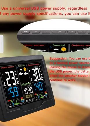 Многофункциональная цифровая метеостанция fanju fj3383c с термометром, гигрометром,барометром один радиодатчик5 фото