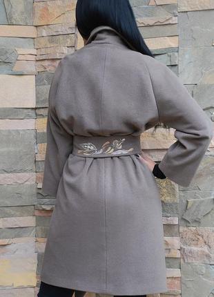 Нарядне пальто жіноче з вишивкою "захват" пальто з кашеміру5 фото