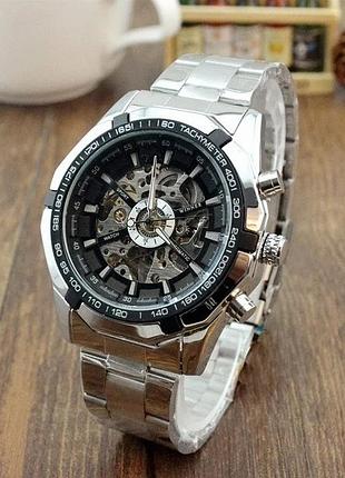 Мужские наручные часы winner skeleton механические с открытым механизмом