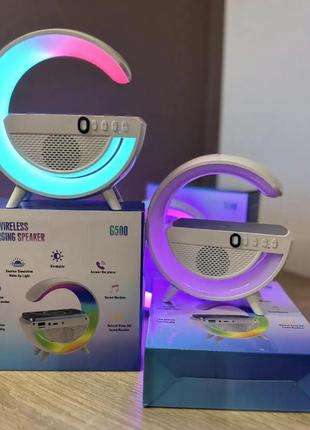 Настільна лампа g500 rgb 3в1 з бездротовою зарядкою 10 вт і bluetooth колонкою
