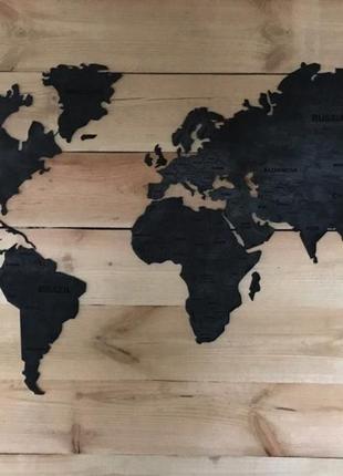 Деревянная карта мира с подсветкой (теплая) хl-200x120 см антрацит2 фото