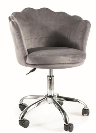 Крісло поворотне rose velvet сіре bl.141 фото