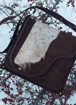 Сумка из натуральной толстой замши. с оплёткой.