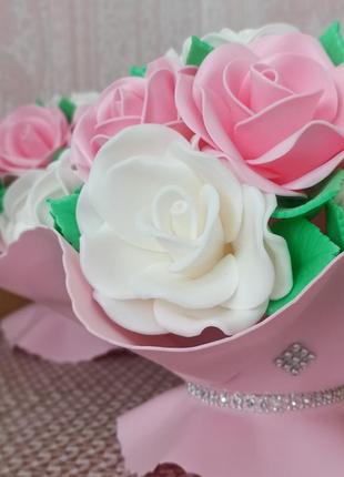 Світильник ручної роботи букет з рожевих і білих троянд5 фото