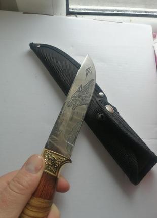 Нож армейский охотничий "волк" с гравировкой и чехлом6 фото