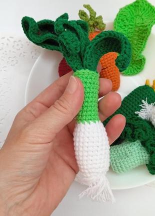 Набор вязаной еды - 8 овощей для игры с игрушечной кухни4 фото