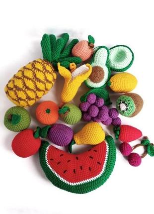 Фрукти іграшки вязані гачком іграшкова їжа вязанная еда фрукты амигуруми для детской кухни1 фото