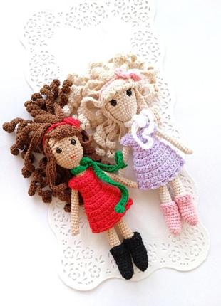 Лялька амігурумі безпечна мяка блондинка вязана кукла вязанная по фото2 фото