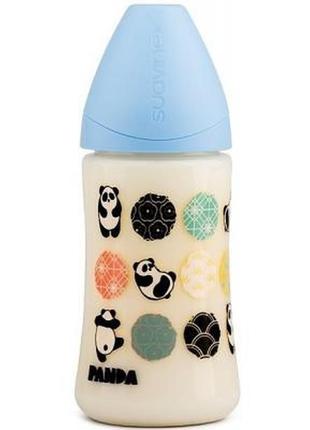 Бутылочка для кормления suavinex истории панды, 270 мл, голубая (303976)