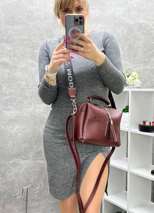 Бордо - стильна, якісна сумка lady bags на два відділення з двома знімними ременями (0268)9 фото