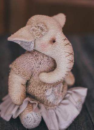 Слоник слон тедді тільда ручної роботи авторська текстильна іграшка2 фото