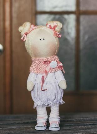 Кукла тильда снежка текстильная ручной работы, подарок девочке1 фото