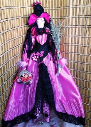 Лялька тільда ягідна фея відьма подарунок на хеллоуїн інтер'єрна лялька ручної роботи1 фото