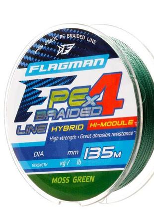 Шнур flagman pe hybrid f4 mossgreen 135м 0.16мм