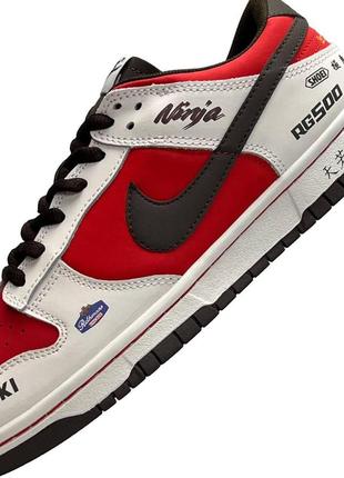 Мужские кроссовки nike sb dunk low suzuki ninja rg500 красные кожаные повседневные кеды найк весна лето3 фото