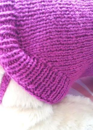 Свитер собакам ши-тцу вязаный тёплый с рукавом фиолетовый фиксатор для лапок4 фото