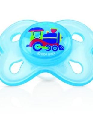 Пустышка анатомическая бабочка, 6-18m., nuby (голубая)