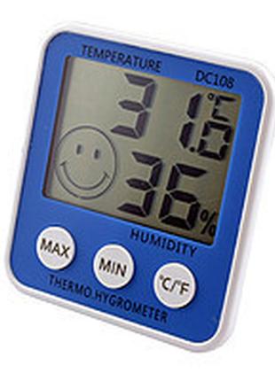 Портативный компактный цифровой термометр с гигрометром, питание от батарейки ааа