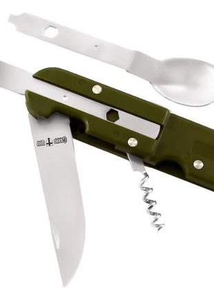 Нож мультитул многофункциональный grand way 21105 5 в 1 ложка нож вилка штопор открывалка