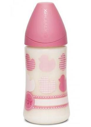 Бутылочка для кормления suavinex истории малышей 270 мл, розовая (304381)