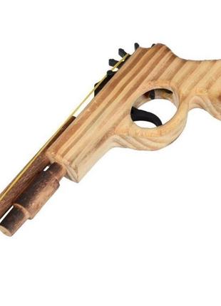 Дерев'яний пістолет, що стріляє гумками2 фото