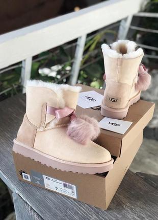 Уги ugg gita powder pink suede угги6 фото