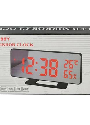 Часы сетевые vst-888y-1, красные, температура, влажность, usb2 фото