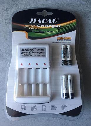 Комплект зарядний + батарейки мікропальчик 212aaa jb-jiabao 212
