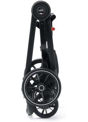 Універсальна коляска 2 в 1 cam techno milano на чорній рамі сіра зі смужкою (805t/v90/978/553k)4 фото