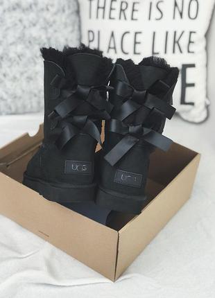 Уги ugg short bailey bow black угги