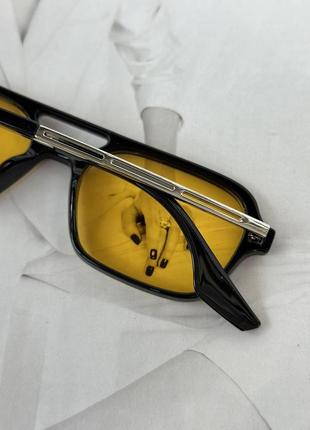 Уценка солнцезащитные очки с двойной переносицей унисекс  черный с желтым (0681-0)2 фото