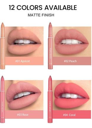 Матовая помада-карандаш для губ handaiyan matte lip crayon 02 peach4 фото