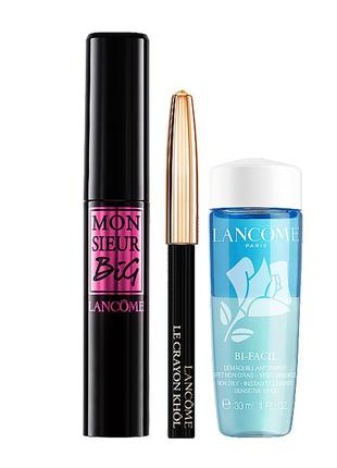 Lancome monsieur big mascara gift set (mascara/10ml + demaquillant/30ml + eye pencil/0.7g) набор ланком