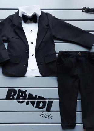Нарядный костюм для мальчика с пиджаком, черный 80 р1 фото