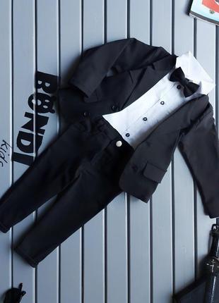Нарядный костюм для мальчика с пиджаком, черный 80 р2 фото