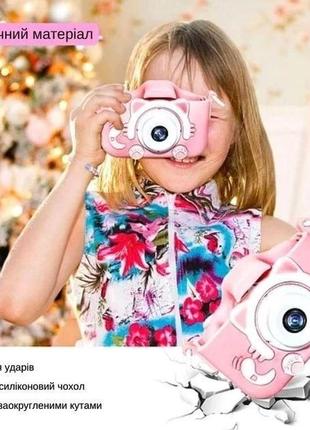 Детская фотокамера с записью видео и играми children's fun camera steep фотоаппарат цифровой котик с силиконов8 фото