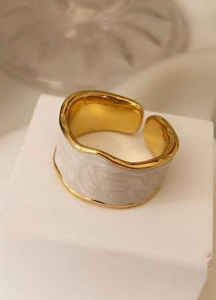 Мраморное белое кольцо посеребрение 925'