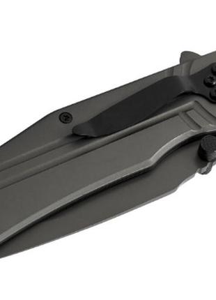 Нож складной  черный, замок лайнер-лок, простая и надежная система, с металлической рукояткой2 фото