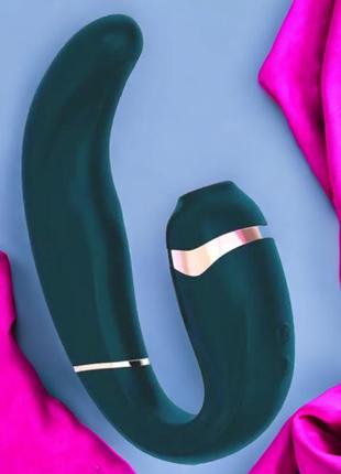 Вакуумный стимулятор клитора и точки g adrien lastic my-g из силикона, зеленый