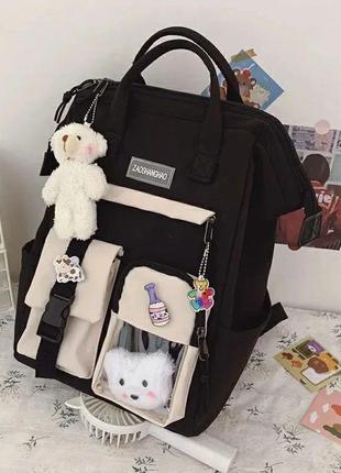 Шкільна сумка-рюкзак для дівчинки у корейському стилі, модний чорний молодіжний рюкзак до школи від 5 класу3 фото