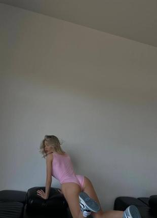 Женское базовое боди, идеально садятся на теле, розовое6 фото