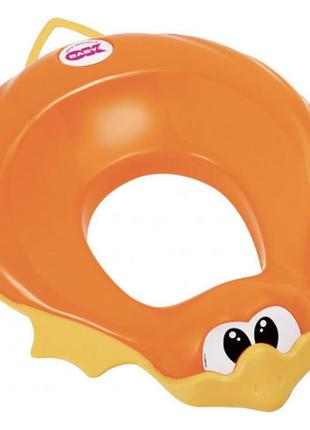 Дитяча накладка на унітаз ok baby ducka анатомічної форми жовтогаряча