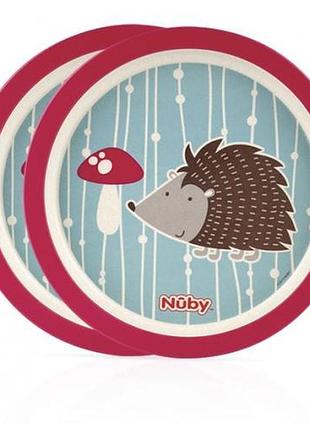 Набор бамбуковых тарелочек bamboo maize, 2 шт., nuby (розовые)