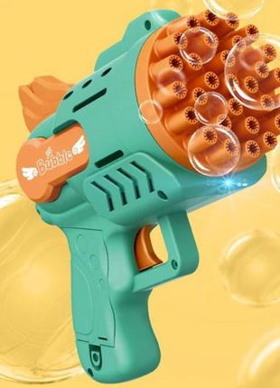 Пузырьковый пистолет angel bubble gun, генератор мыльных пузырей, 29 отверстий green, velice