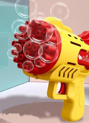 Пузырьковый пистолет angel bubble gun, генератор мыльных пузырей, 29 отверстий yellow, velice1 фото