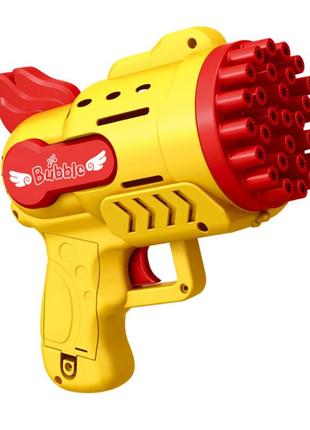 Пузырьковый пистолет angel bubble gun, генератор мыльных пузырей, 29 отверстий yellow, velice2 фото
