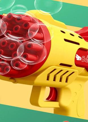 Пузырьковый пистолет angel bubble gun, генератор мыльных пузырей, 29 отверстий yellow, velice4 фото