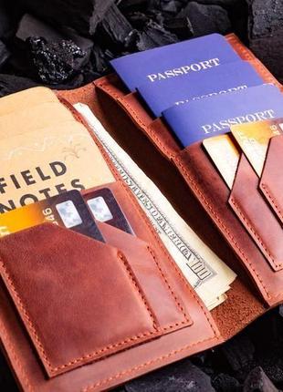 Кожаный тревел гомер на 6 паспортов от мастерской hidemont, на выбор 10 цветов 00903 фото